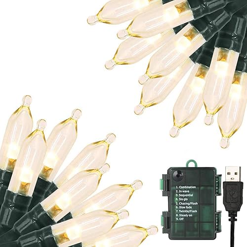 Green Convenience Christmas Lights 33ft 100 LED Battery String Lights