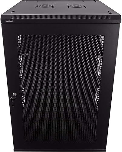 Navepoint Gabinete de montaje en pared 18U Deluxe IT Rack de red de servidores de 19 pulgadas con puerta perforada de bloqueo de 24 pulgadas de