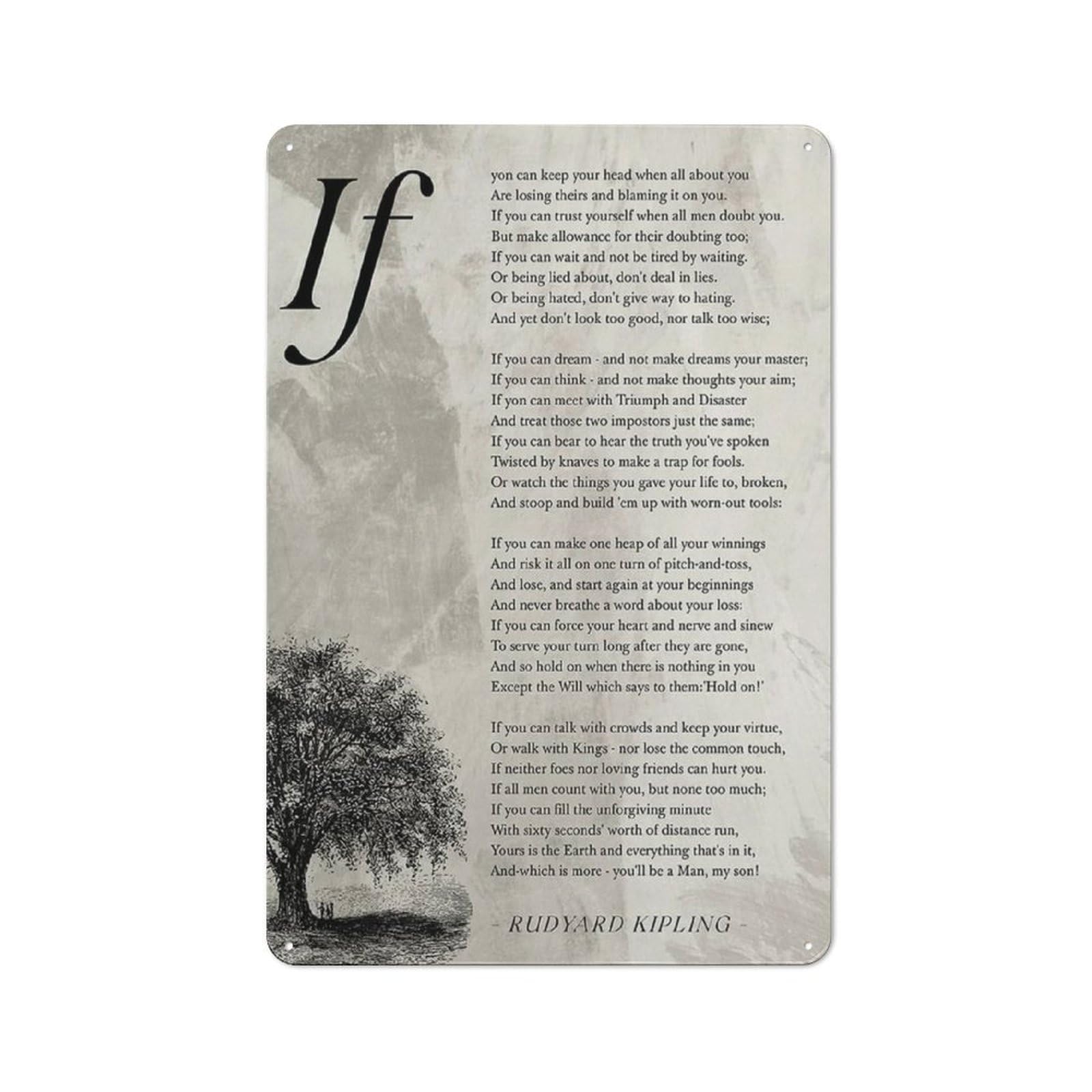 Acdoet Tin-03 Rustic Metal Tin Sign Motivational If Poem Print Wall Art Home Office Decor Inspirational Literature Painting Poster 8X12 Inch