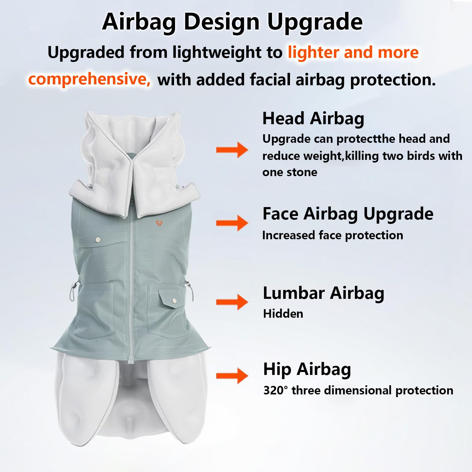 Gilet anticaduta con airbag, Abbigliamento anticaduta Intelligente per Anziani, Gilet anticaduta Intelligente, per Anziani, Protezione Completa a 270°, Taglia Uomo: Cachi-XL