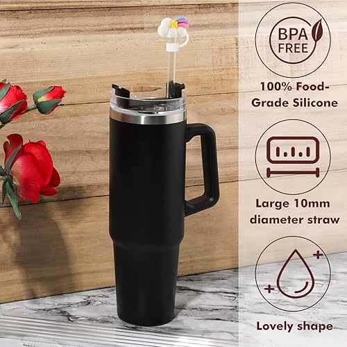 Miniatura 6 de Stanley - 6 tapas de paja de 0.394 pulgadas (0.394 in) de silicona compatible con vaso Stanley de 30 y 40 onzas con asa, fundas de punta de popote