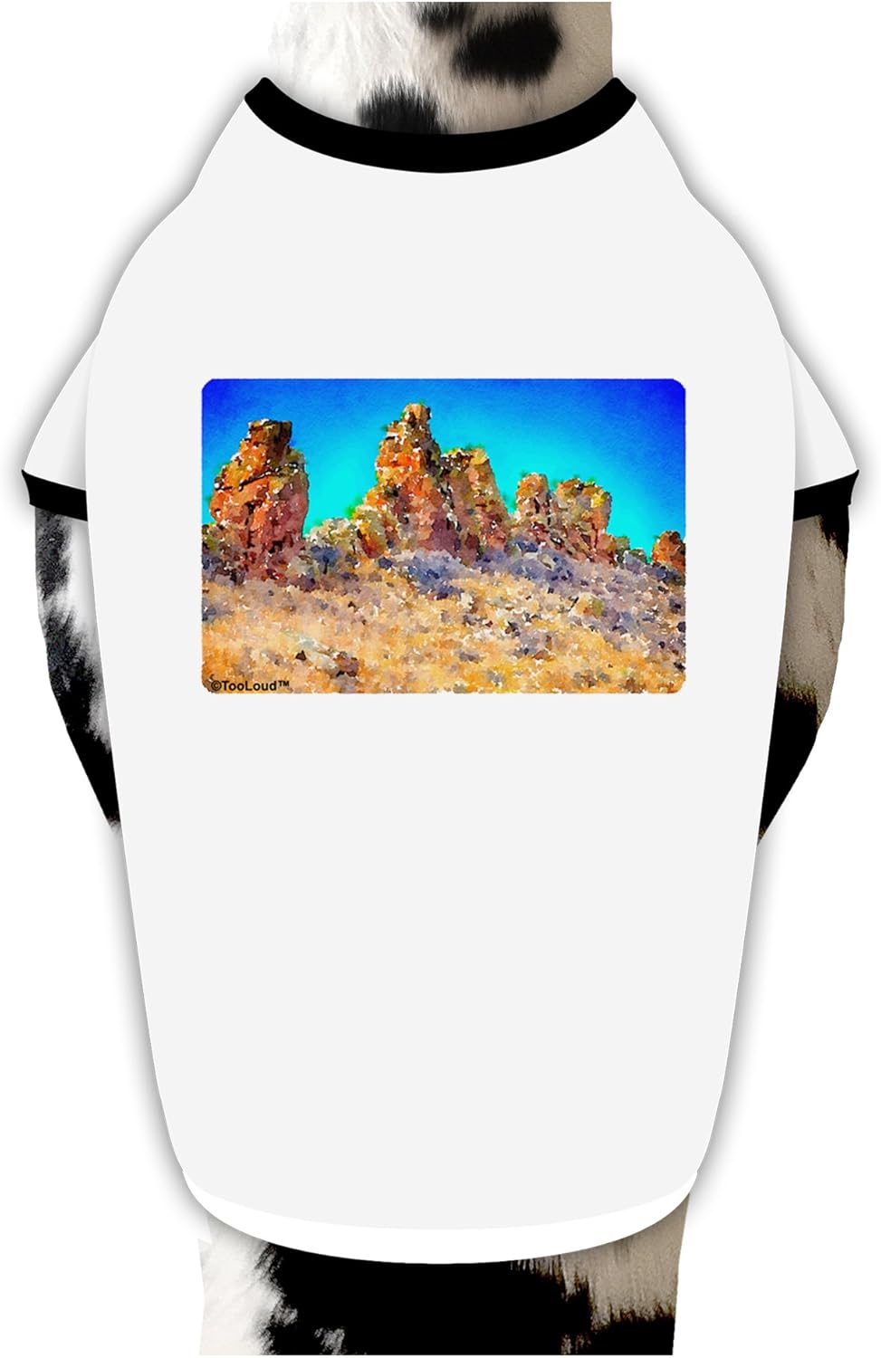TOOLOUD Crags in Colorado Watercolor Dog Shirt White with Black XL