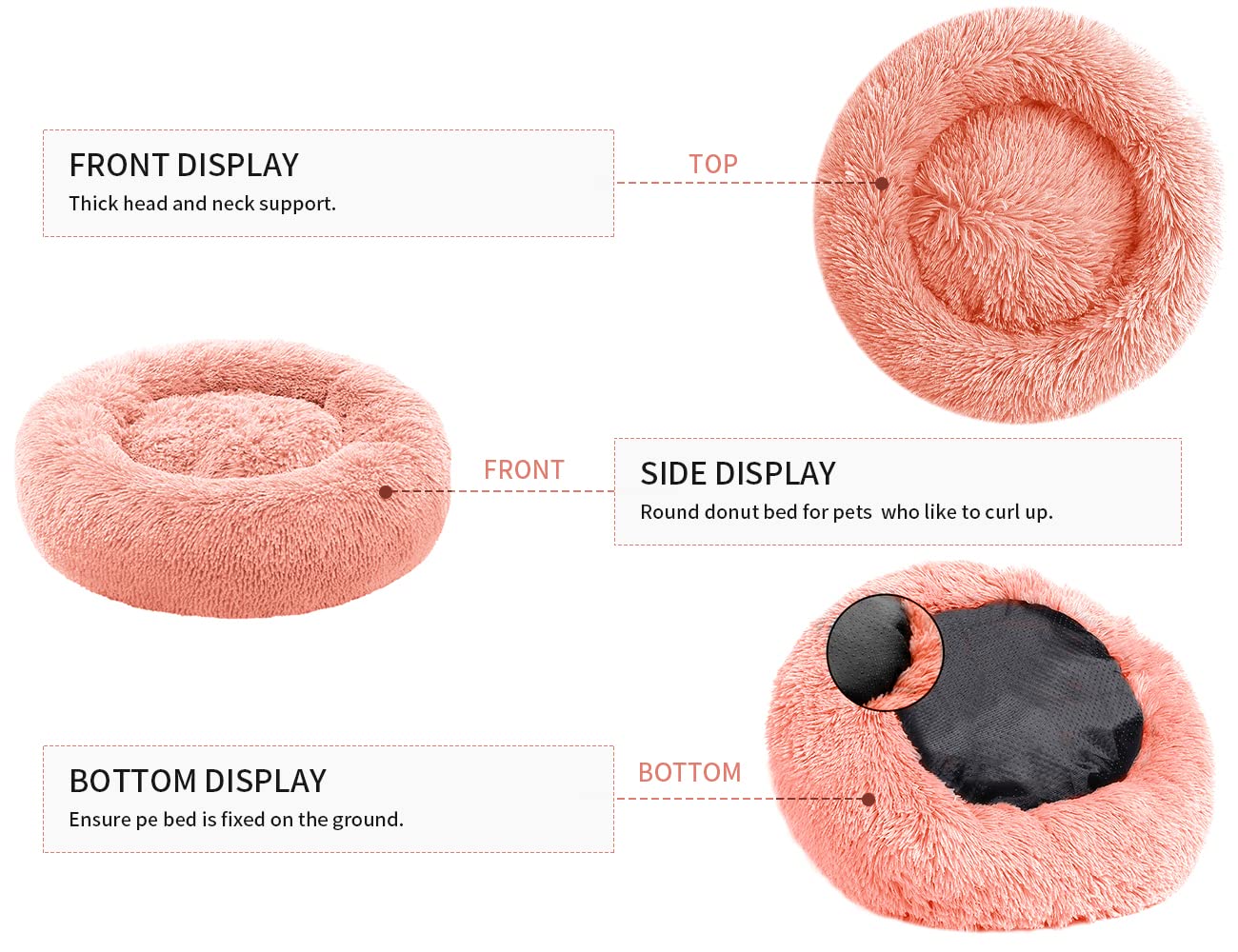 YOJOGEE Small Cat Bed for Indoor Cats Self-Warming Donut Kitty Bed for Small Cats Keeping Warm Washable Pet bed with Anti Slip Base - Image 3