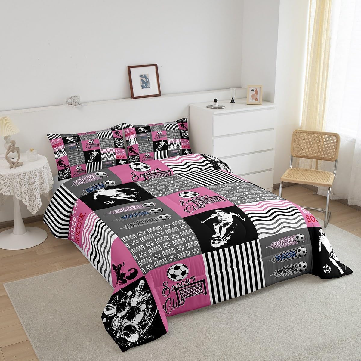 Feelyou Football Comforter Set Full Size for Kids Teens Girls Woman Soccer image 2