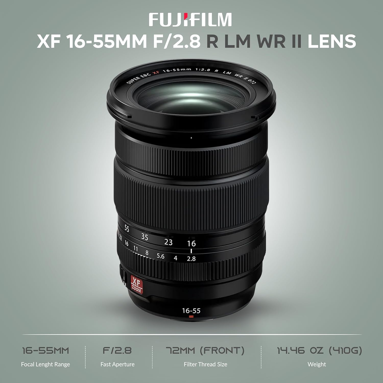 Fujifilm XF 16-55mm f/2.8 R LM WR II Lens Bundle with 72mm Digital Essentials Filter Kit, Slinger Soft Lens Case, Cap Tether & Cleaning Kit, Fujifilm 1-Year Limited Warranty