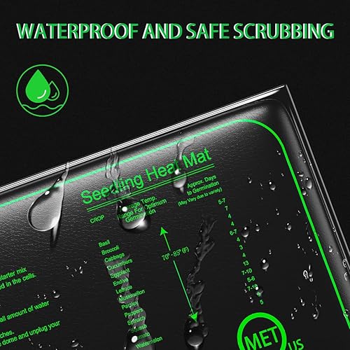 Miniatura 5 de Alfombrilla térmica para plántulas de 25 W, 11.5 x 22.5 pulgadas, almohadilla térmica hidropónica cálida impermeable para inicio de semillas de