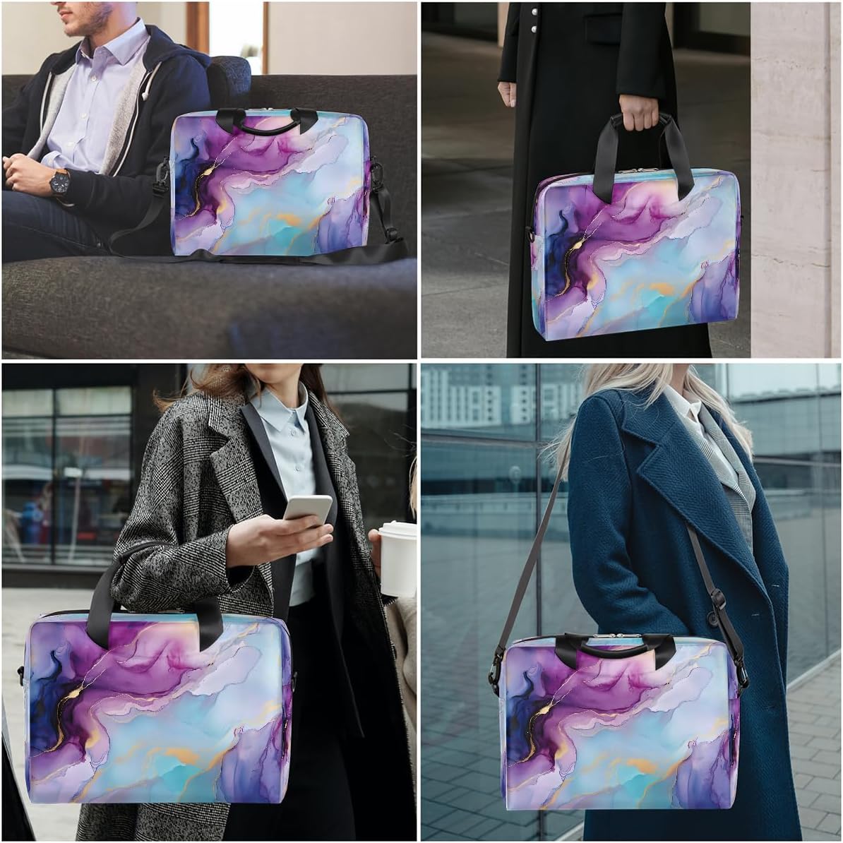 Laptop Bag 16 Inch, Slim Business Briefcase Shoulder Bag with Handle & Detachable Strap
