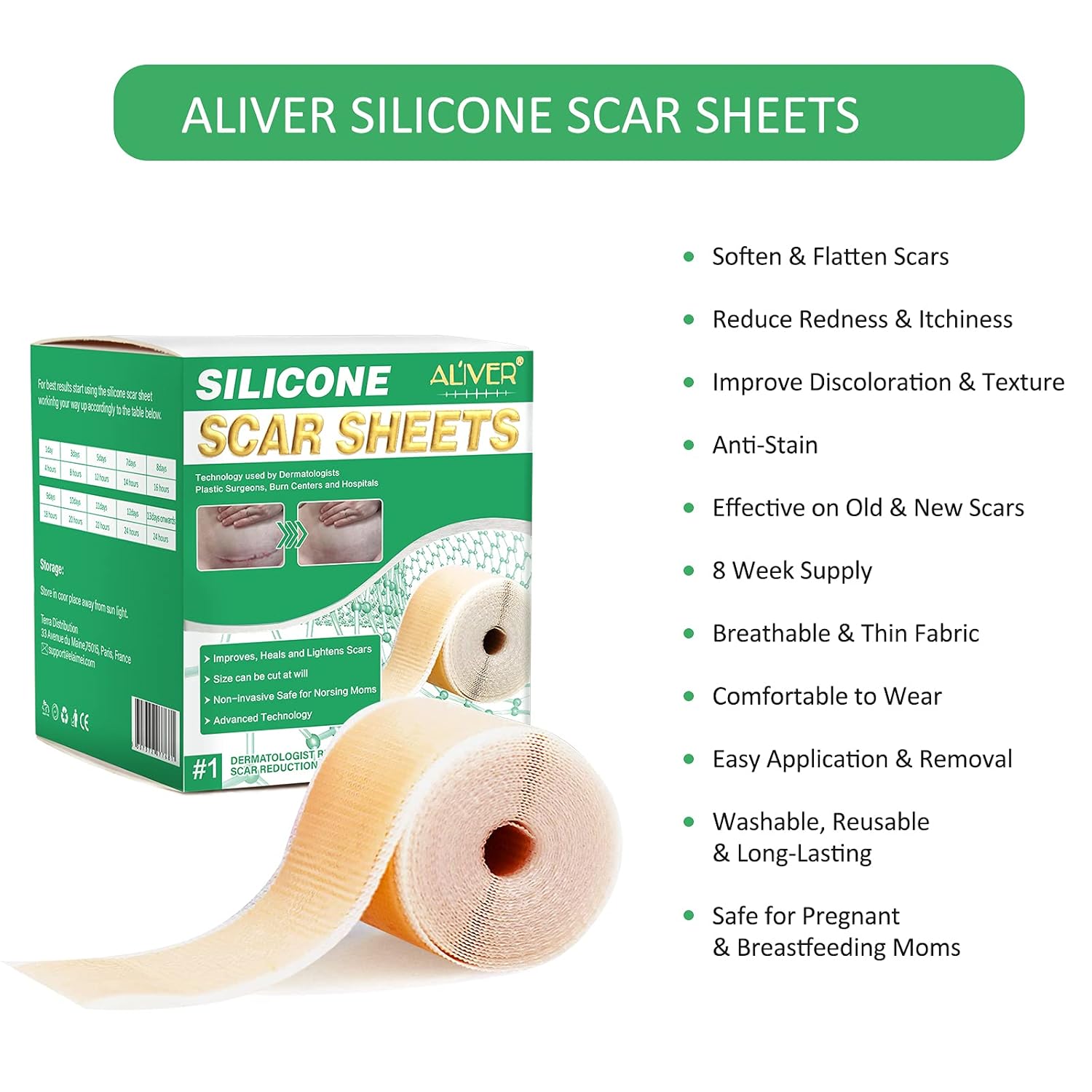 Silicone Scar Sheets,Silicone Tape for Scars Removal(1.6” x 60”-1.5M),Breathable and Waterproof Scar Removal Sheets,Painless Easy Removal for Surgery,C-Section,Burn,Old &New Scar : Health & Household