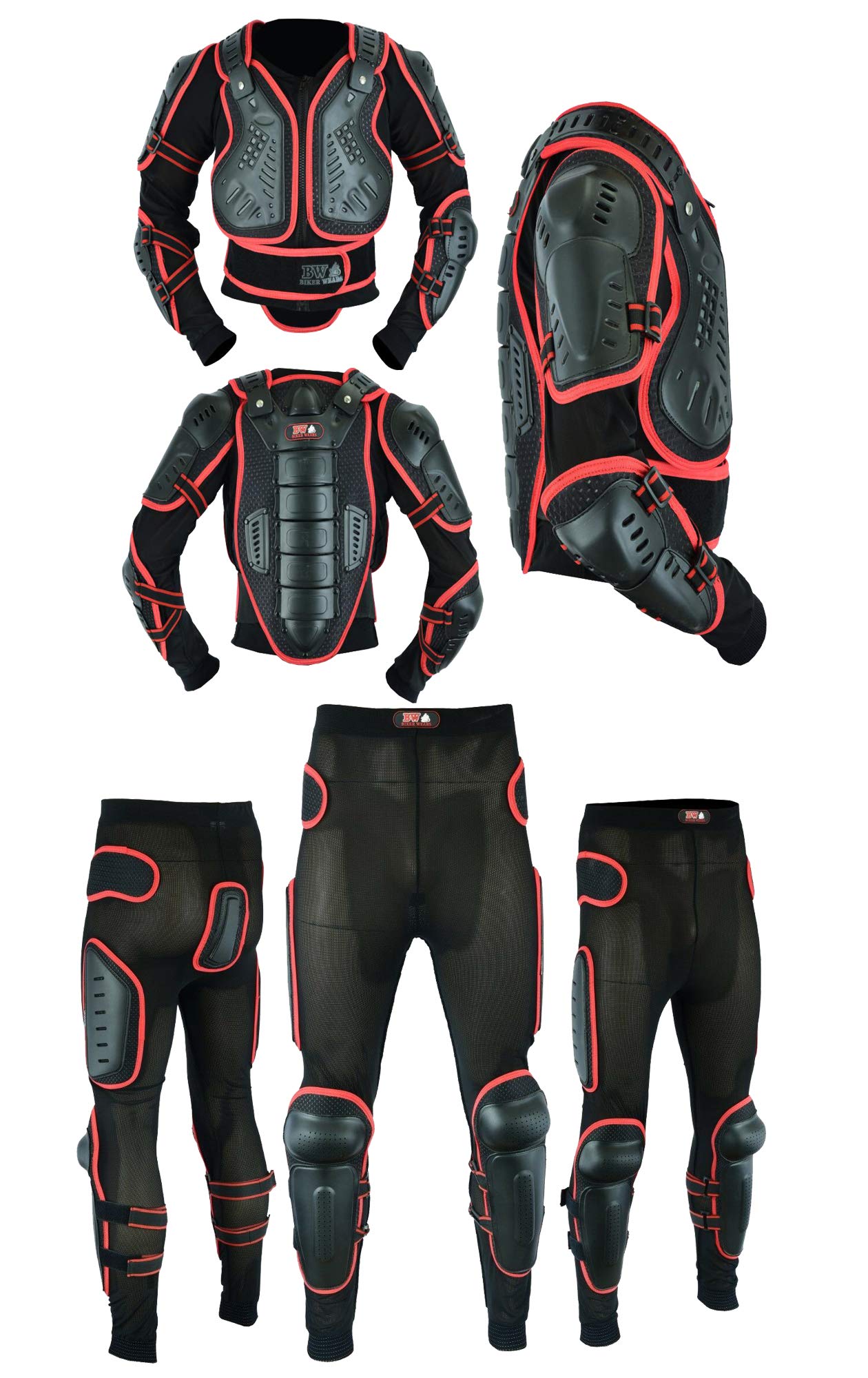 KINGX Men’s Body Armour Full Spine Back Protection Motocross Protective Guard Jacket Wear & Protective Biker Hard Trouser Full Body Dirt Bike Quad Suit