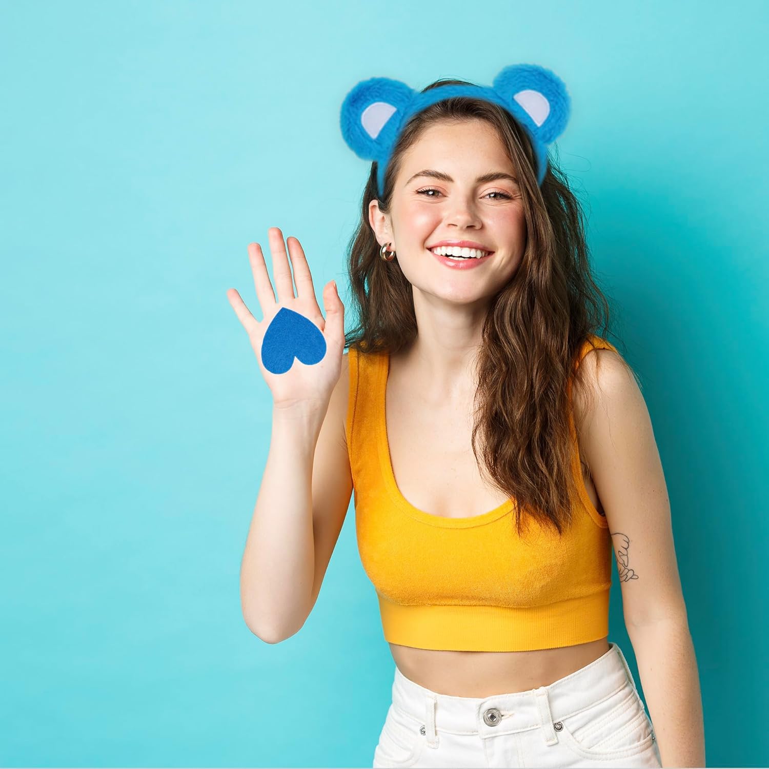 4PCS Bear Costume Bear Ears Headband Tail Heart Stickers Adult Halloween Cosplay Party Accessories - Image 4