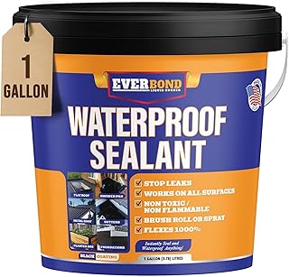 Liquid Rubber Waterproof Sealant - Rubber Paint - All Surface Leak Repair Indoor and Outdoor Flexible Roof Sealant, Water-Based, Easy to Apply, Original Black, 1 Gallon