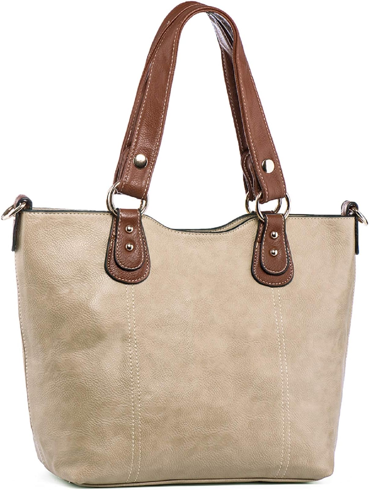 UTAKE Handbags for Women Top Handle Shoulder Bags PU Leather Tote Purse Meduim Size Khaki