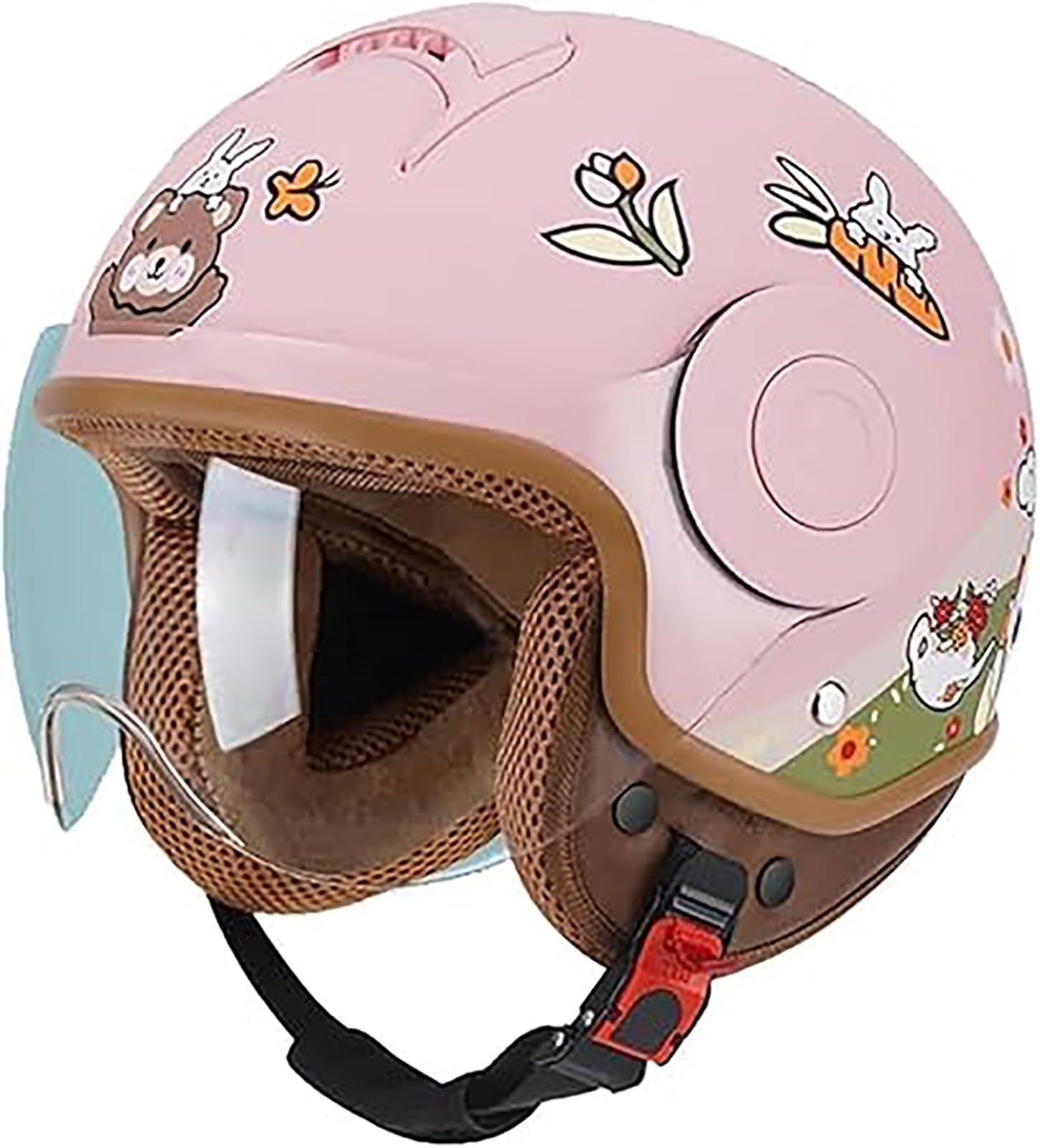 Kinder Motorradhelm Roller Helm Jethelm Mit Sonnenblende Niedlicher Helm Mädchen Rollerhelm Junge Mofa Helm Für 5 Jahre - 12 Jahre Kid, ECE-Geprüft B,46-54CM
