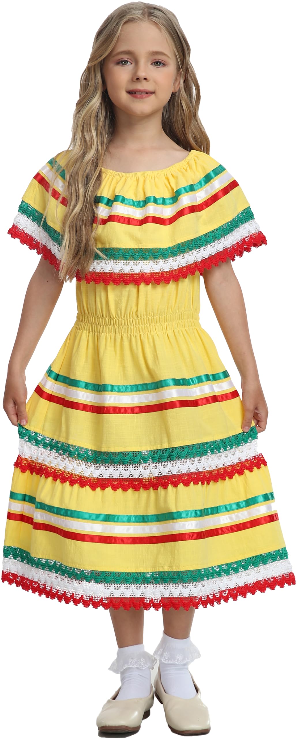 YZXDORWJ Mexican Girl's Fiesta Dress - Colorful Party Dress for Cinco de Mayo