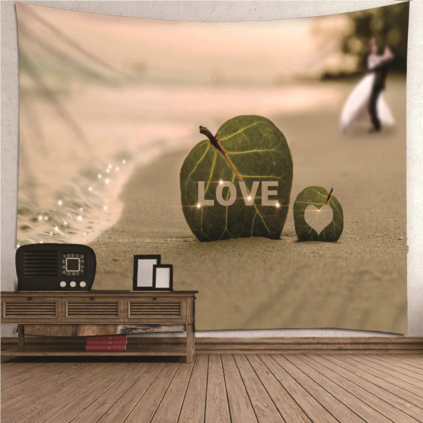 Tapiz de pared grande para salón y playa con diseño de hojas marrón 210x140