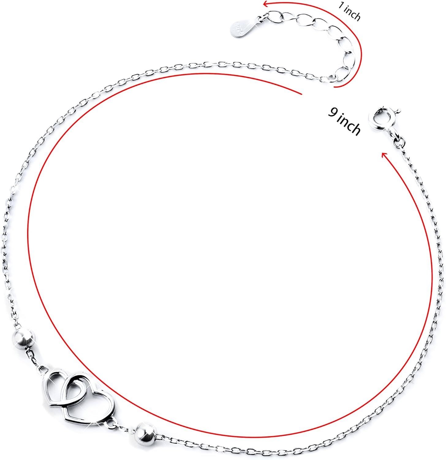 DAOCHONG Anklet for Women S925 Sterling Silver Adjustable Foot Heart Lotus Infinity Moon Srars Flower Pearl Multilayer Layered Ankle Bracelet Beach Jewelry - Image 5