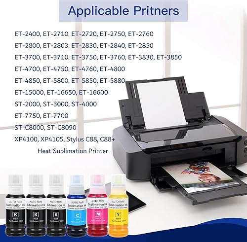 Miniatura 2 de Tinta de sublimación de 20.3 fl oz para Ecotank ET-15000, Eoctank ET-2800, ET-2750, ET-4850, ET-2720, ET- 2400, Ecotank 2850, ET-3850, ET 2803,