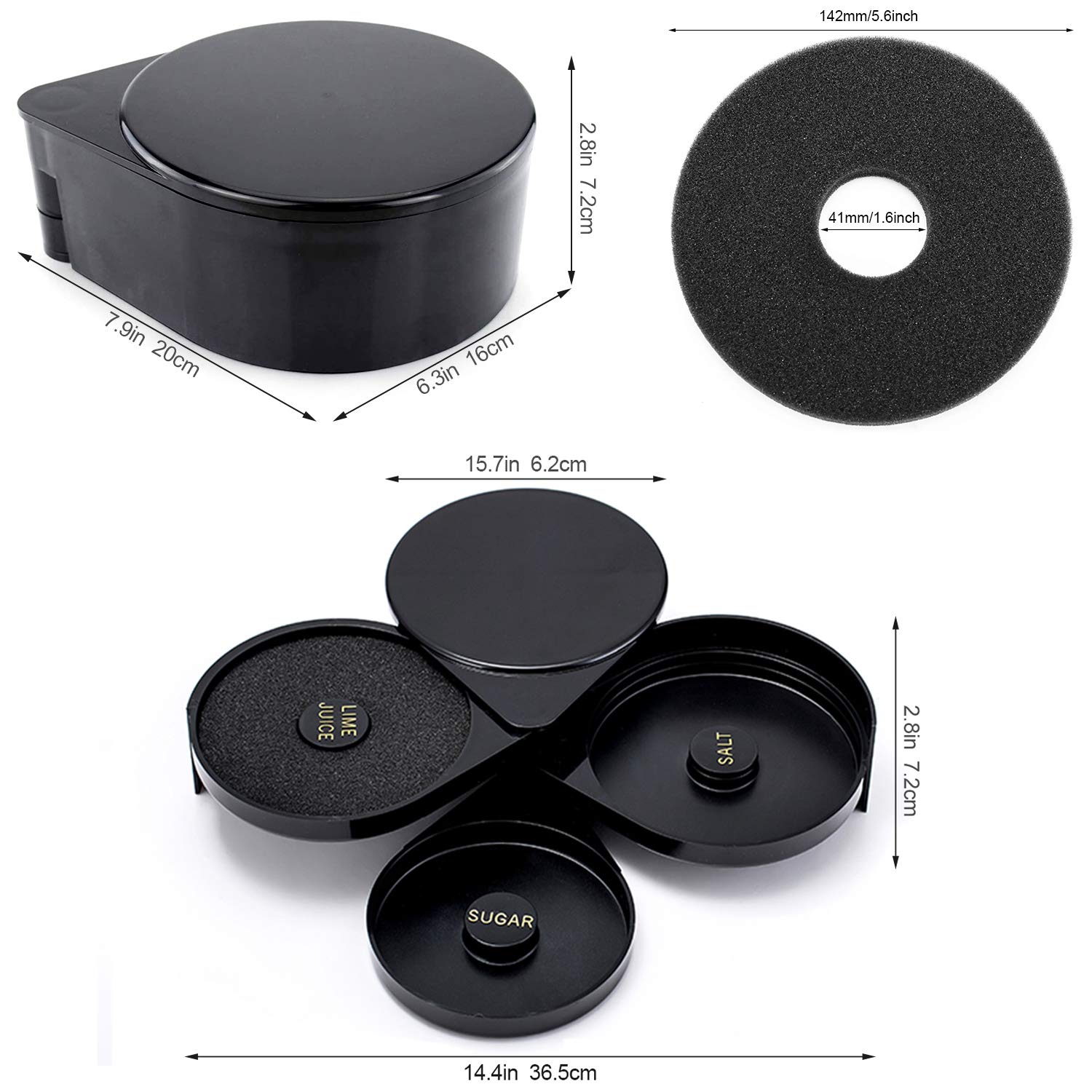 Bordure En Verre à 3 Niveaux, Rier De Sucre De Sel De Argarita