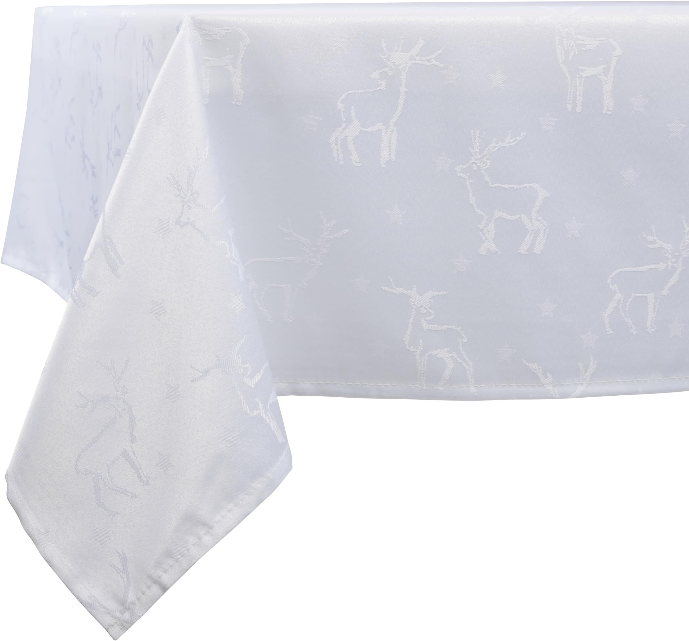 Celebright Christmas Tablecloth - Rectangular 52 x 90 Inches (132 x 228 cm) - Ideal for 6-8 Dinner Place Settings - Deer Embossed Design - White