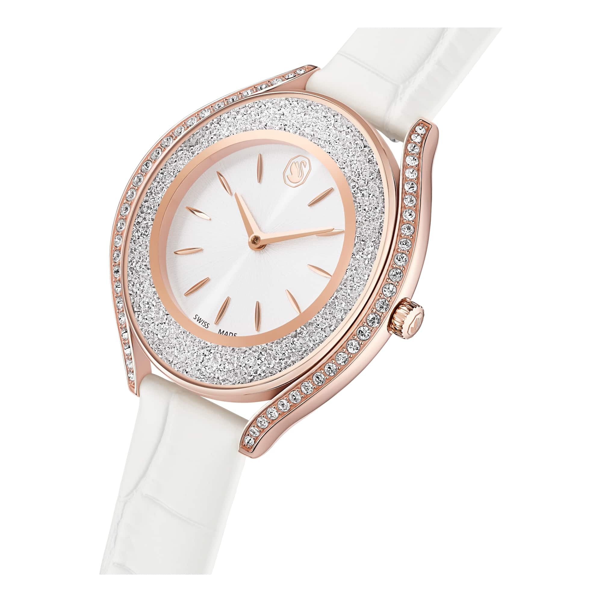 Swarovski Crystalline Collezione Aura Orologio, Swiss Made, Cinturino in Pelle