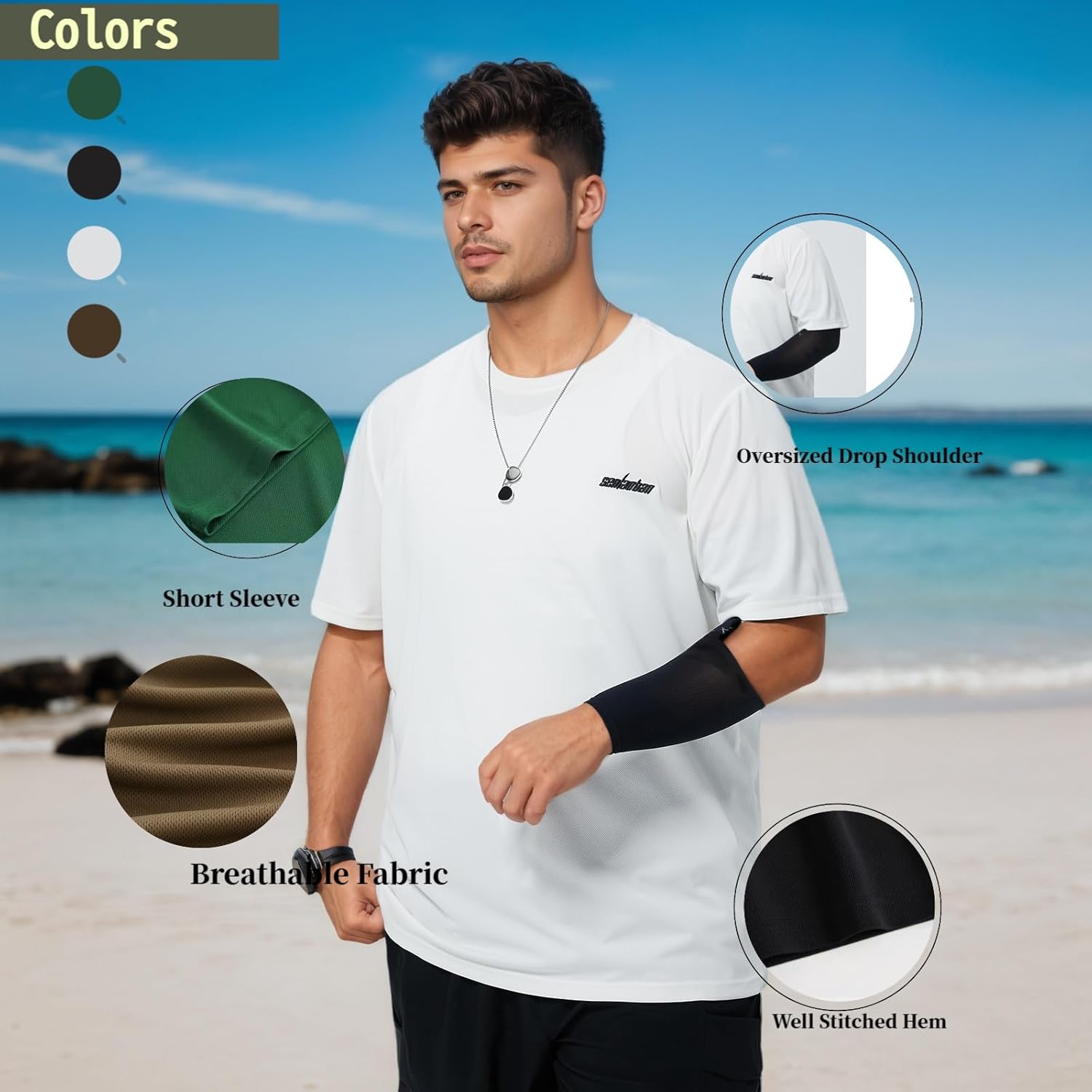 Men's Oversized Summer T-Shirts Loose Fit Short Sleeve Big and Tall Tee Shirts Casual Tshirts for Men Black - Image 5