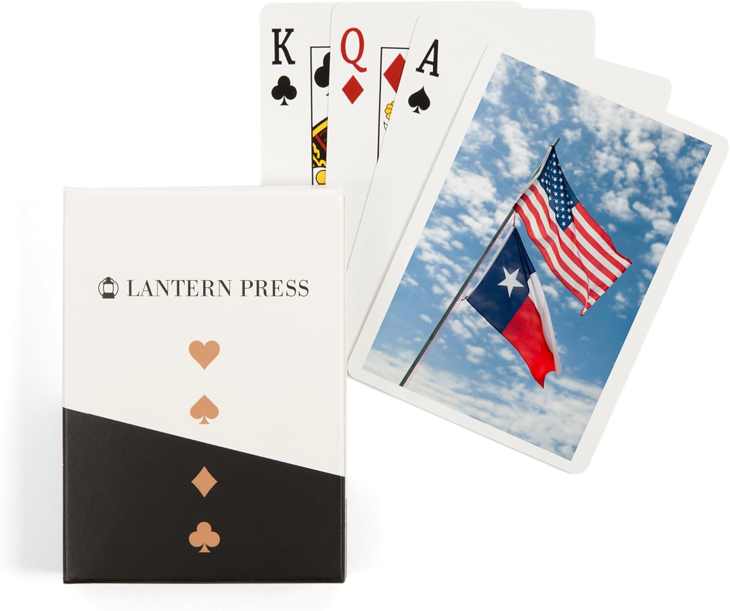 Lantern Press American and Texas Flags, 52 Playing Cards for Adults, Poker Size Card Deck