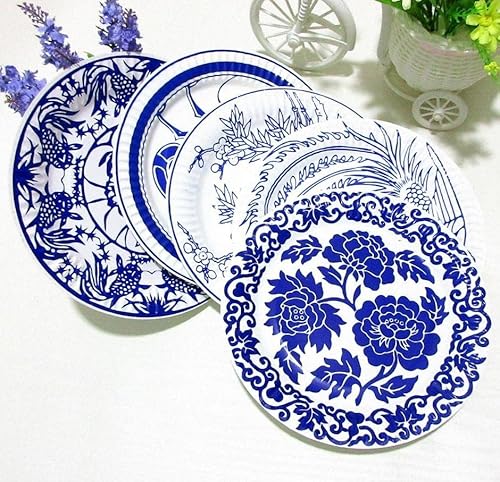Bbiamsleep 24 Pieces Paper Plates Blue And White Decorative Plates Party Plates Wall Decor Premium Disposable Paper Plates Blue And White Pattern Plates Outdoor Cake Dessert Plates 7 Inch(Diameter) #TOP1