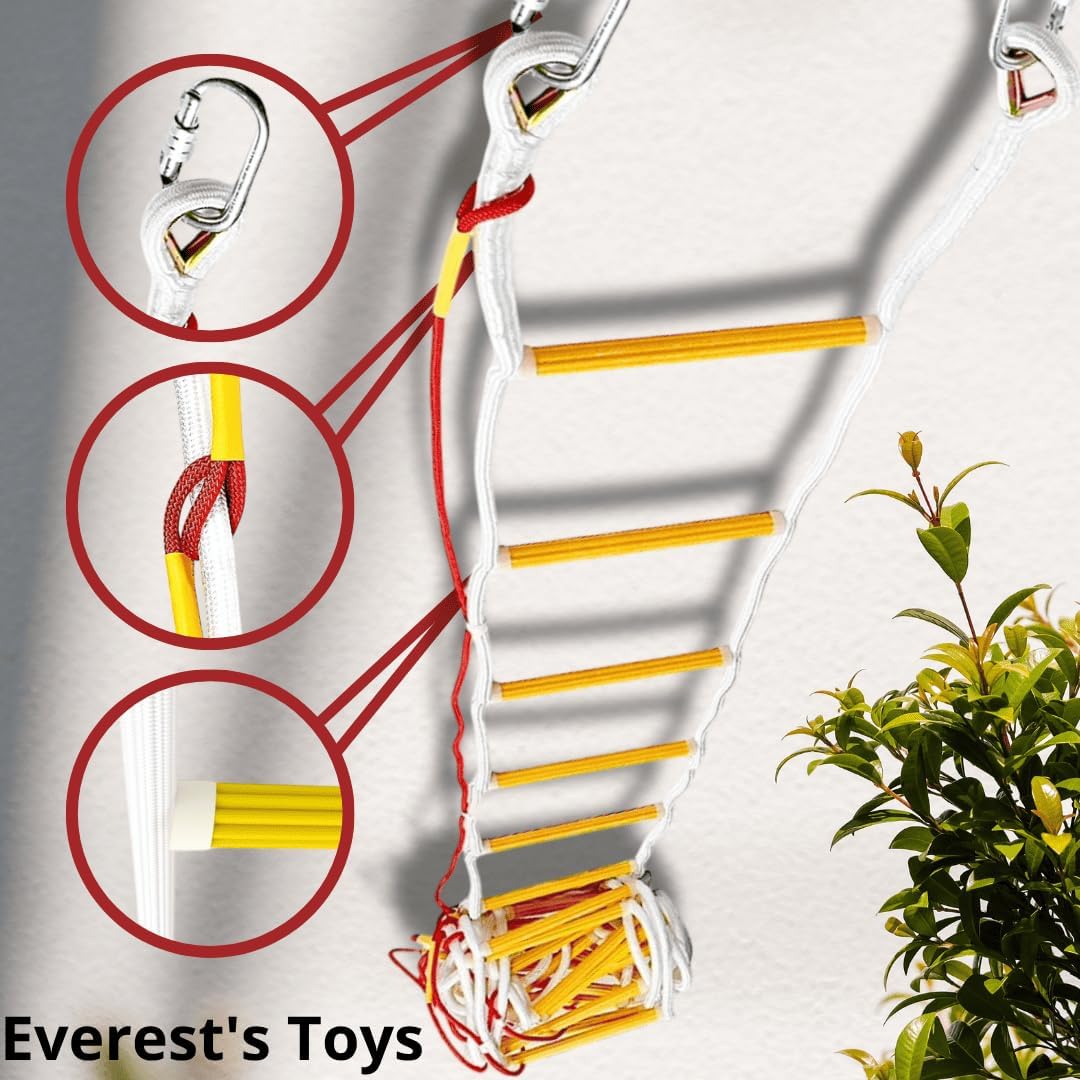 Fire Ladder for 4 Story Apartment | Rescue Ladder 4th Floor Home 32ft | Safe Fall Arrest incl | Fire Rescue Ladders | Escape Rope Ladders 10m | Life-Saving Tool | Certified, Portable and Patented