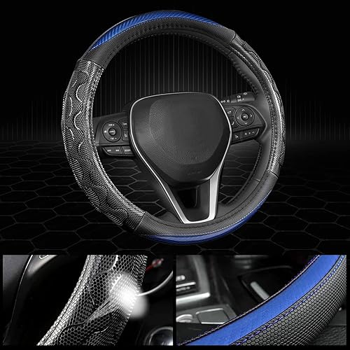 Miniatura 4 de GIANT PANDA Funda de volante para Toyota Tacoma 4Runner Tundra Sequoia, cubierta de volante de automóvil para grandes 15.5-16 pulgadas, color azul