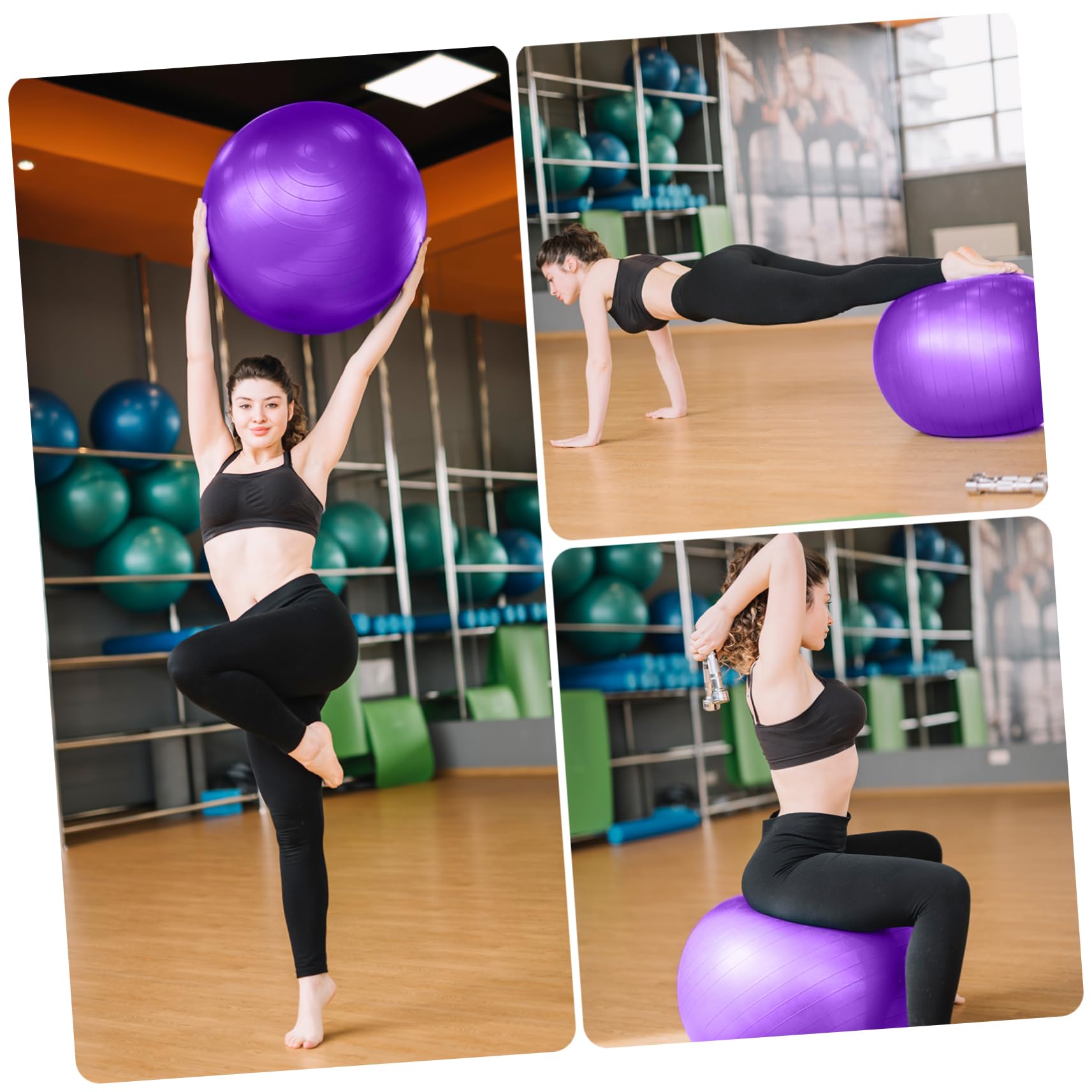 iplusmile Pelota de Yoga Gruesa y Resistente de PVC con Inflador Púrpura