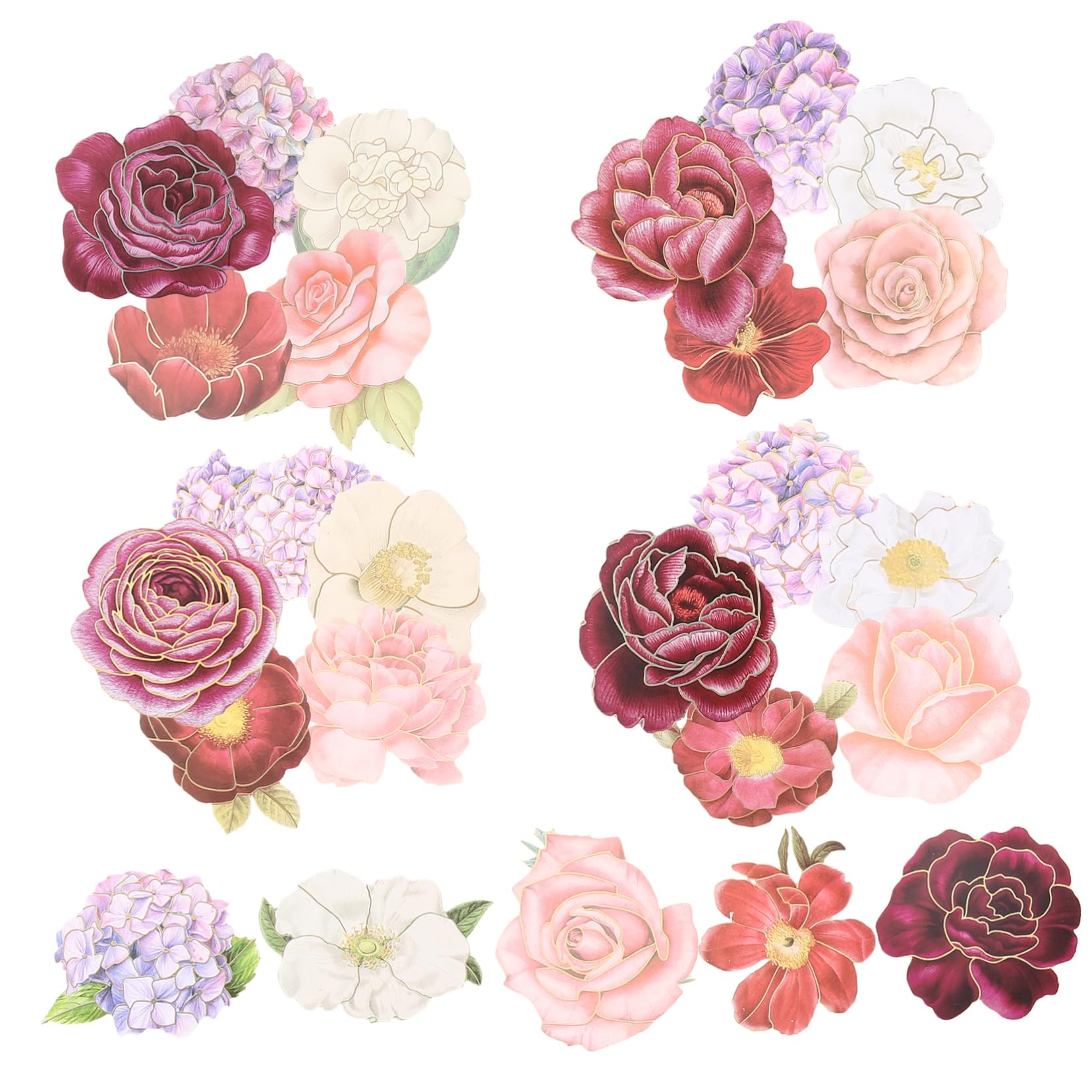 HOMSFOU 3 Series Stickers De Flores Decorativas Para Scrapbooking Notebooks Y Laptops Adhesivos De Plantas Para Manualidades Y Decoración De Bolsas 50 Piezas*3