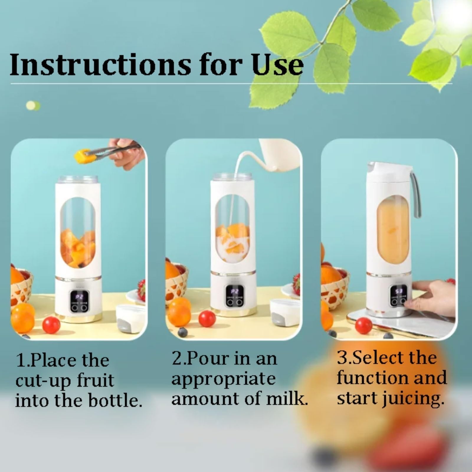 Plastikowy przenośny blender z wylewką łyk elektryczny USB mini sokowirówka blender 12 ostrzy do kuchni biura podróży siłowni