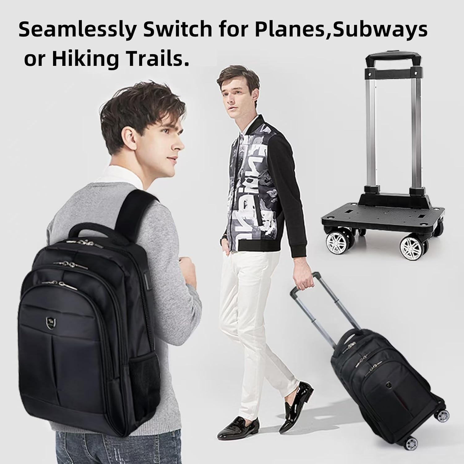 35L Multi-Scene Detachable Handle Travel Rolling Backpack Airline Approved,360° Rotating Fit 15.6 Inch Laptop College Backpack With 4 Wheels,Carry on Luggage - Image 8