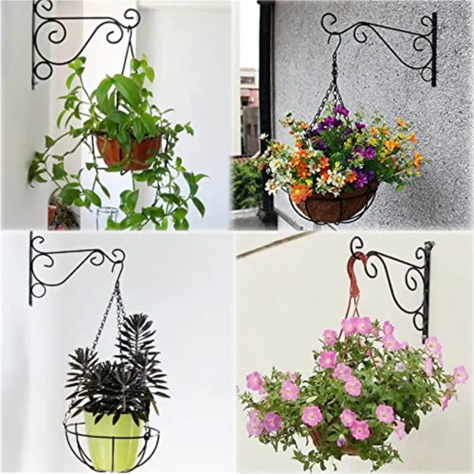 4 supporti for piante sospese, ganci for da parete in metallo con viti in ferro for mangiatoie for uccelli, lanterne e campanelli eolici Per Vasi Sospesi