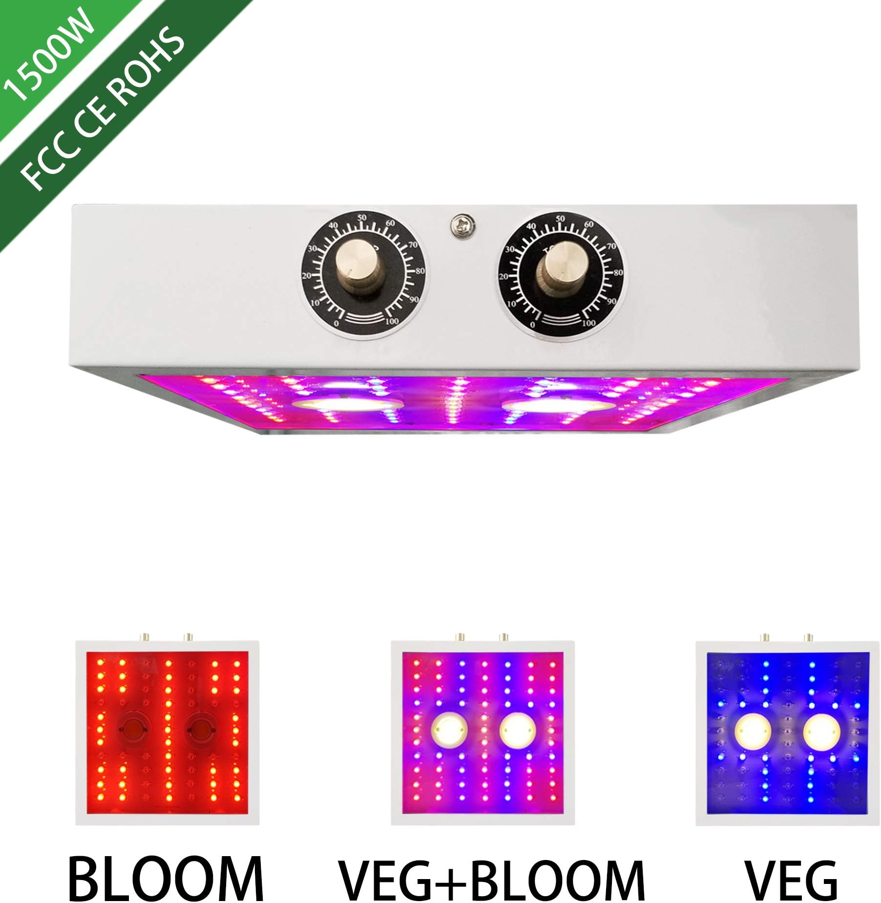 BESTVA 1500W Dimmable COB LED Grow Light Full Spectrum Grow Lamp for Greenhouse Hydroponic Indoor Plants Veg and Flower