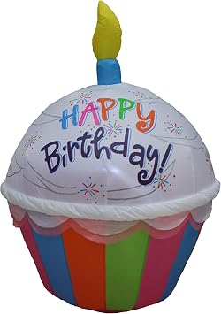 4 Foot Tall Inflatable Cupcake with Candle Birthday Decoration