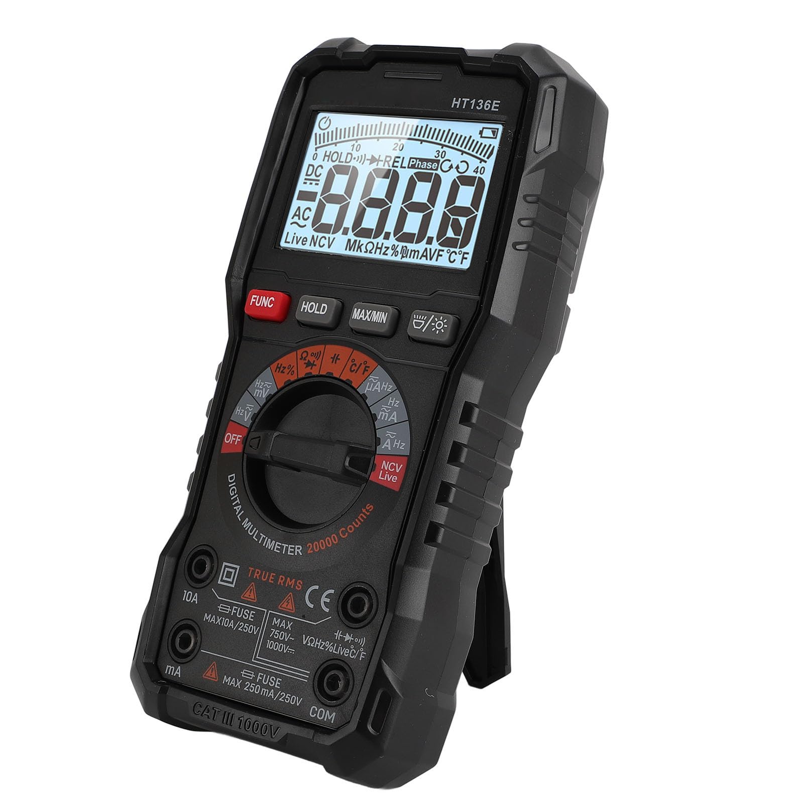 Demeras Digital-Multimeter-Tester-Set, 20.000 Zählungen, mit Taschenlampe für die Reparatur von Kfz-Heimelektronik, ABS-Material