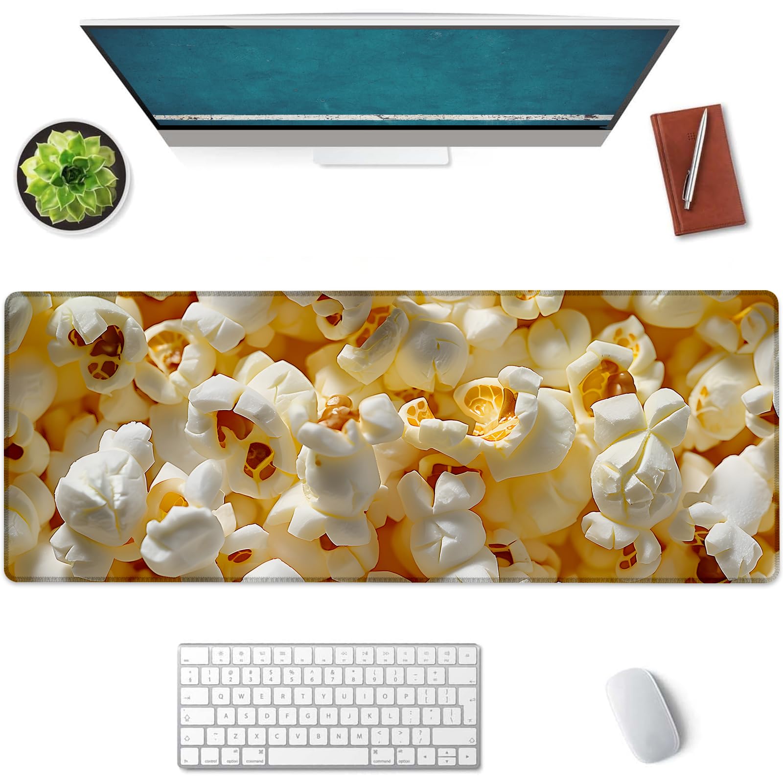 Popcorn Large Mouse Pad, Gaming Mouse Pad, Non-Slip Rubber Base, Office Accessories, Desk Mat, Movie MousePads for School, Work, Home Decor Gifts 31.5" x 11.8"