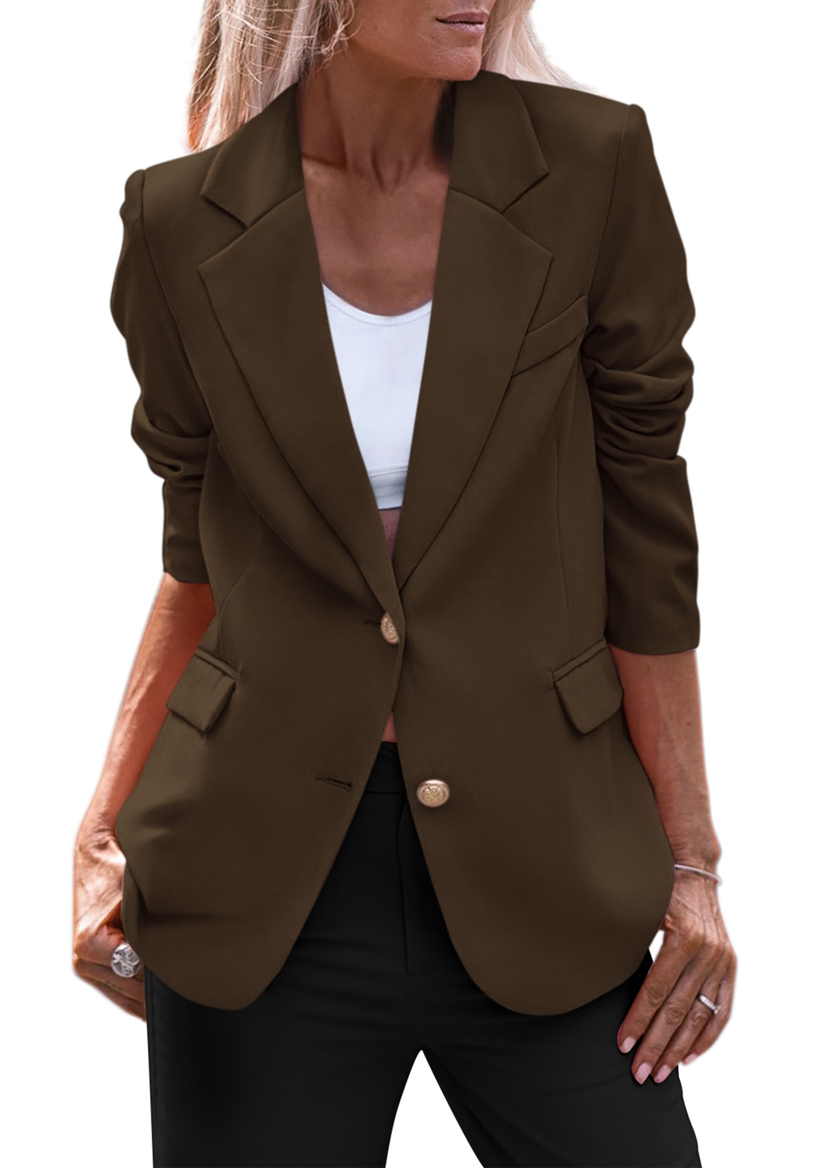 PRETTYGARDEN Womens Spring Fall Business Casual Blazers Long Sleeve Notch Lapel Trendy Work Office Blazer Jackets Outerwear