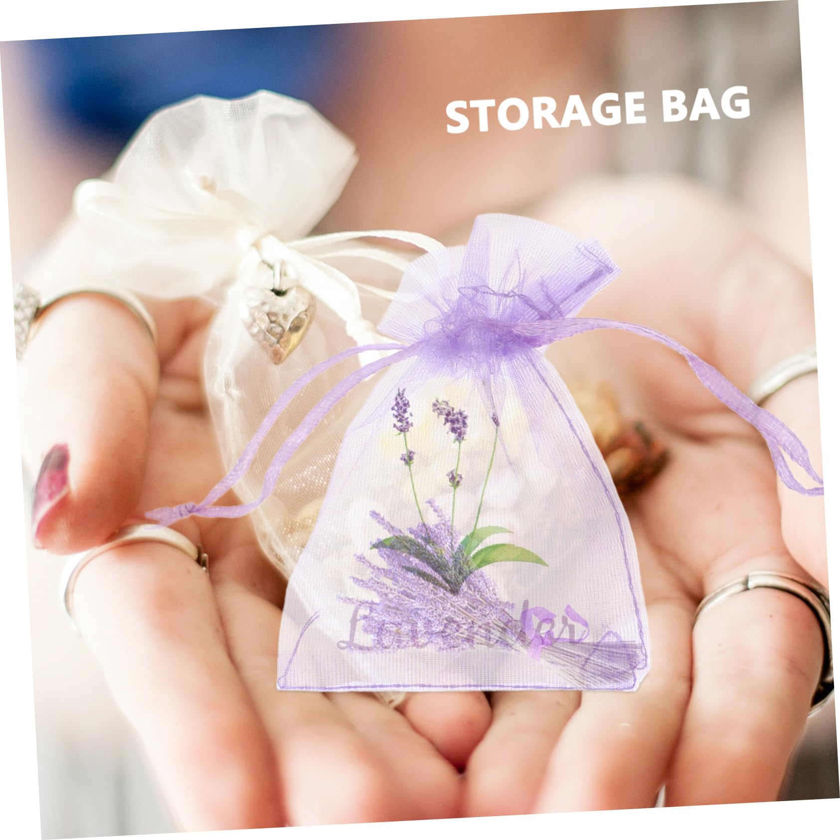 HOOTNEE 20pcs Organza Flower Sachet Bags Empty Drawstring Mesh Pouches for Dried Herbs and Scented Sachets