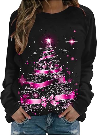 Christmas Sweatshirt for Women Funny Plus Size Gnomes Print Sweatshirts Crewneck Long Sleeve Merry Christmas Pullover