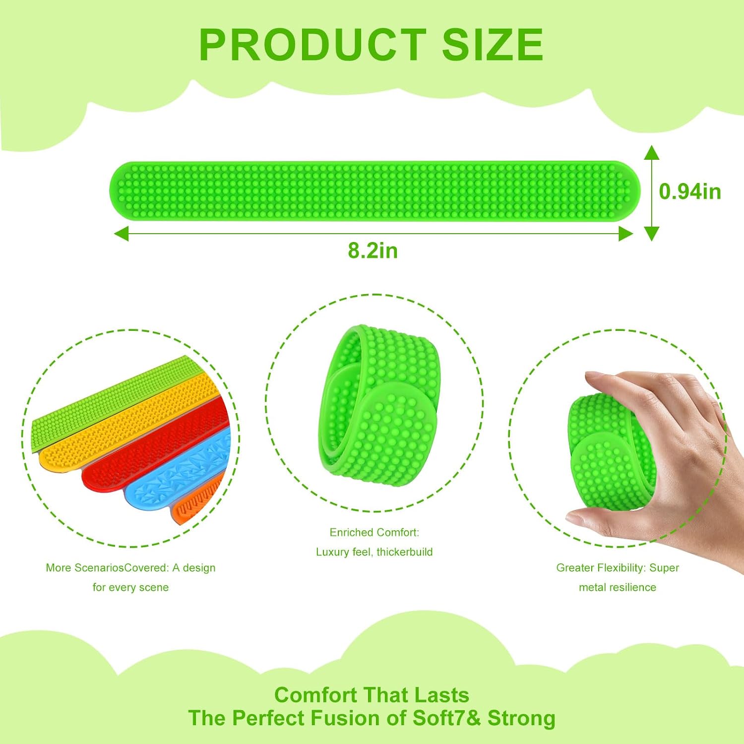 12 Pcs Silicone Slap Bracelets, Textured Silicone Slap Bracelets, Snap Bracelets Soft Slap for Party Favors, Classes Teaching,Carnival Rewards Easter Basket Stuffers & Egg Filler