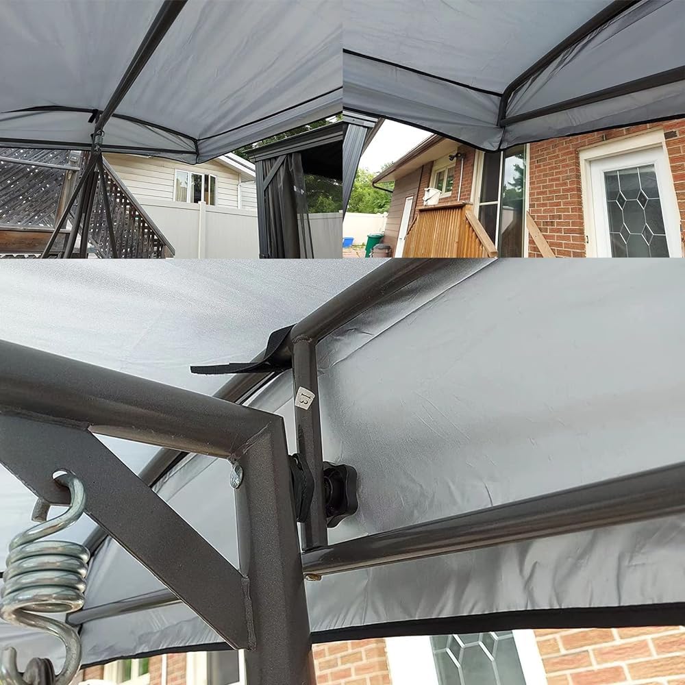 Toit de Rechange pour Balancelle de Jardin, Imperméable en 210D Oxford,Toile de Rechange Pare-Soleil à Bascule Jardin Anti-UV pour Balancelle 2 3 Places Universelle(Color:Gris)