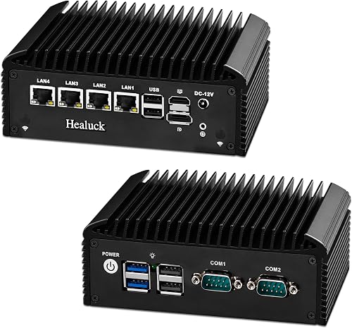 Firewall Mini PC N150(4C/4T), 4 x 2.5GbE i226V LAN 2RS232 COM 6USB, DDR4 8GB RAM 128GB SSD, Fanless Router Hardware, Micro Computer Appliance, HD DP Dual Display