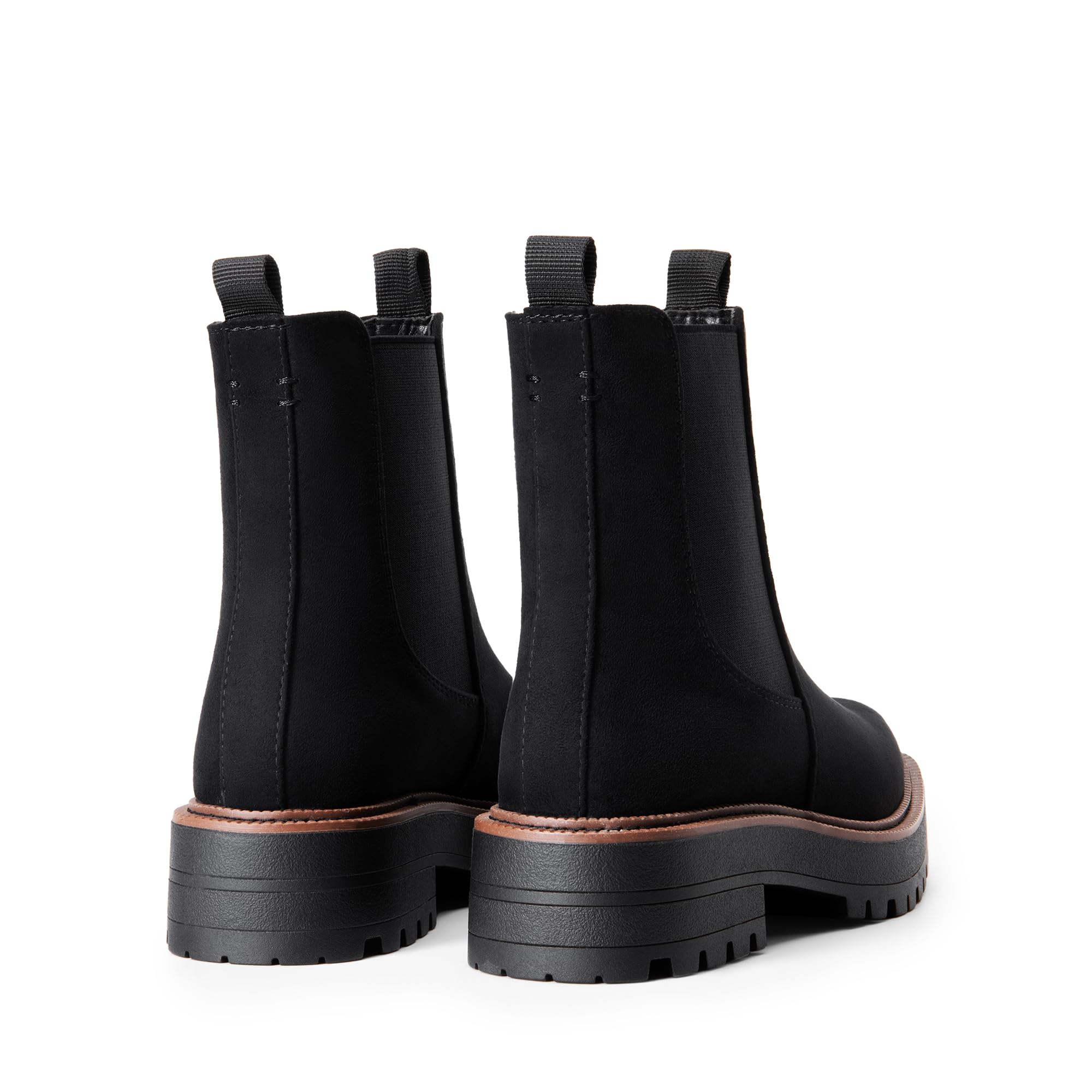 DREAM PAIRS Botas de Tobillo Chelsea para Mujer con Punta Cuadrada, Moda de Tacón Bajo, Suela de Plataforma y Estilo de Otoño
