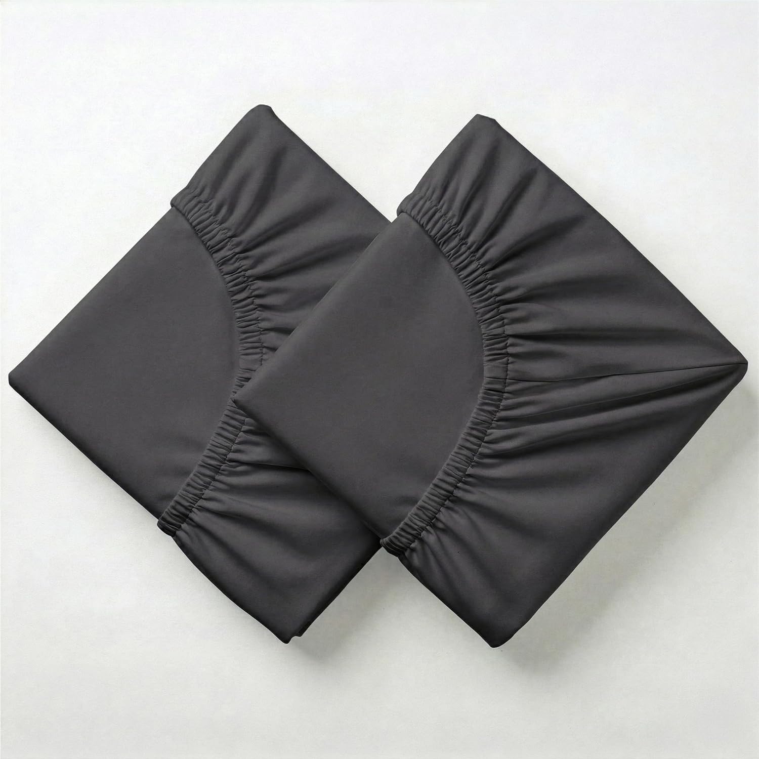 2-Pack Twin XL Fitted Sheet, 100% Cotton Sheets, Percale Cotton Weave for Crisp & Cool Feel, Snug-Fit and Durable, 15” Deep Pockets, Easy Care, 600 TC, Twin XL, Dark Grey