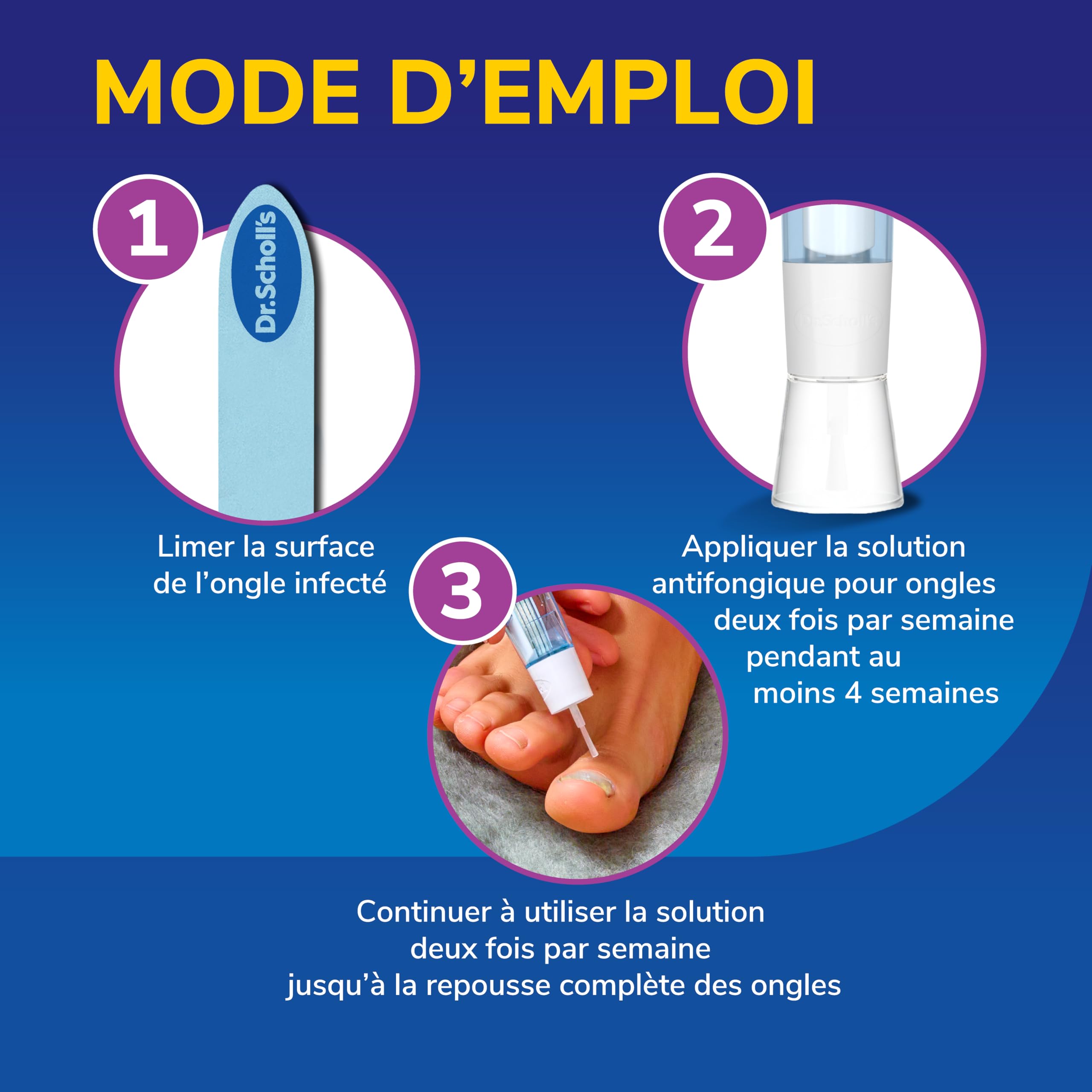 Dr. Scholl's Mycose des ongles 2-en-1 Traitement et Protection - Amélioration immédiate et visible - Facile à utiliser - Efficacité cliniquement prouvée - 3,8 mL