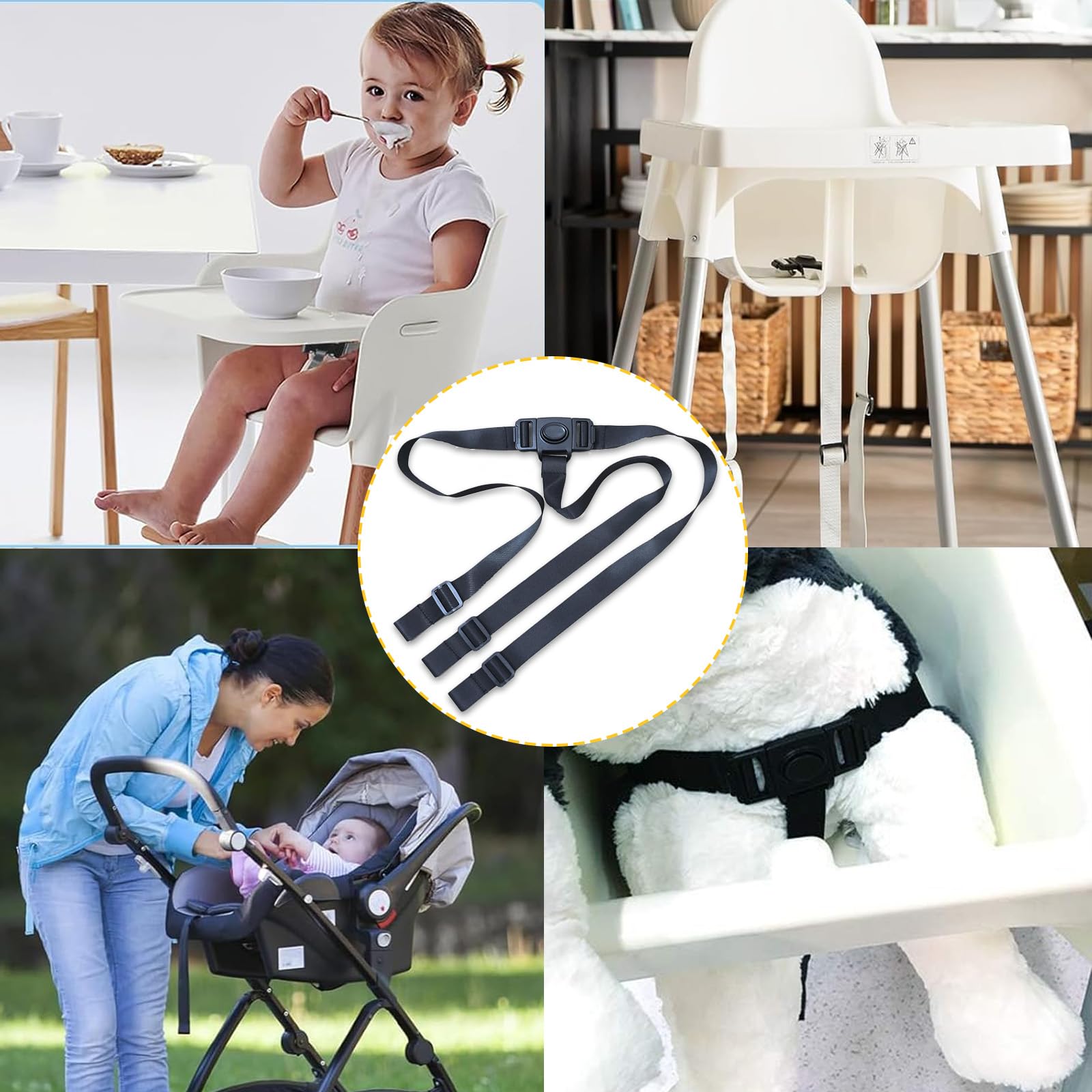 2 cinghie per seggiolone IKEA Antilop IKEA parte 130633, cinghie universali a 3 punti, maggiore sicurezza e comfort, durevoli, adatte alla maggior parte dei seggioloni, uso versatile per passeggini e