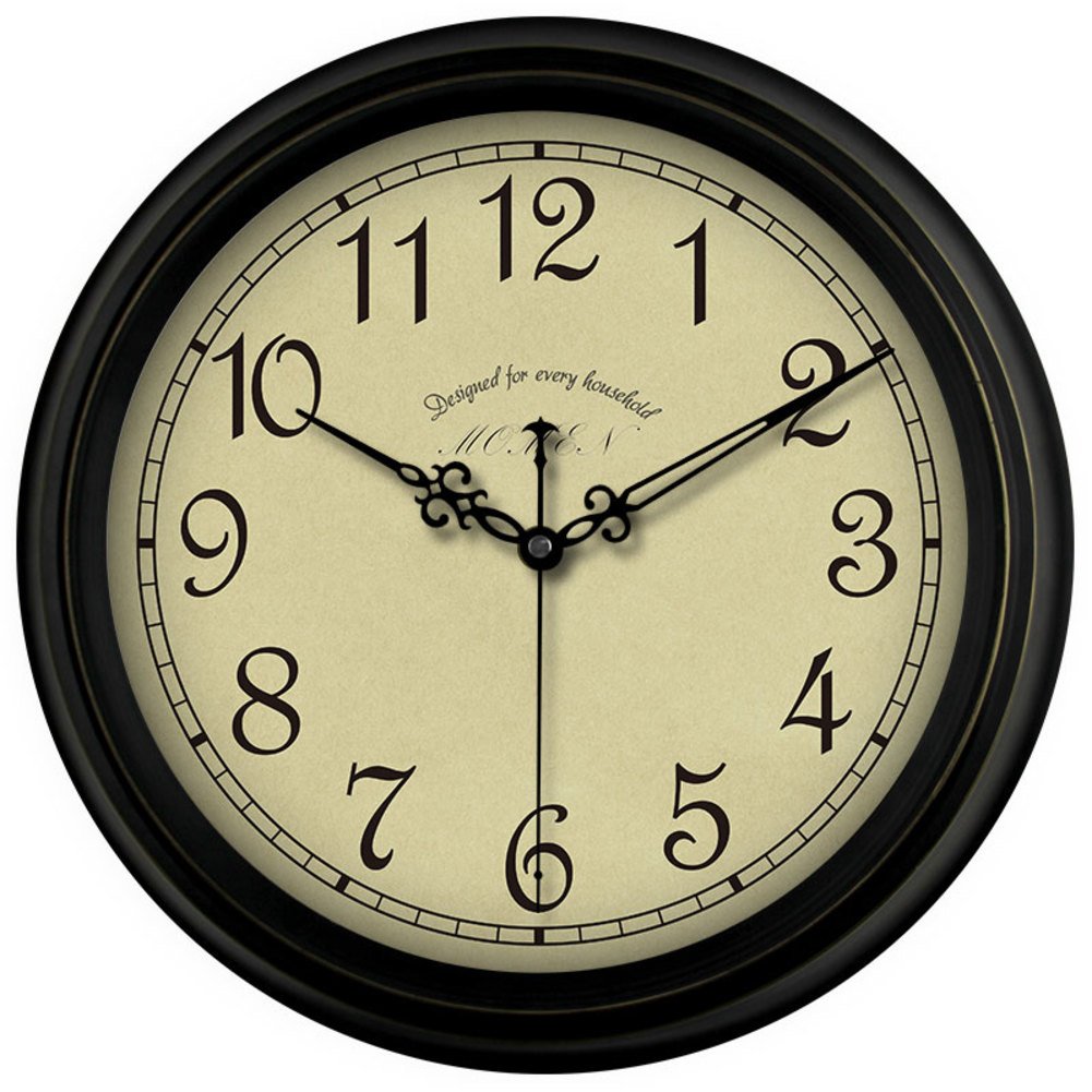 Janning Clocks Retro Decorative Wall Clock,Mute Antique Living Room Wall [American Wall Clock] Bedroom Round The Clock [Iron] [Black]-B 14inch