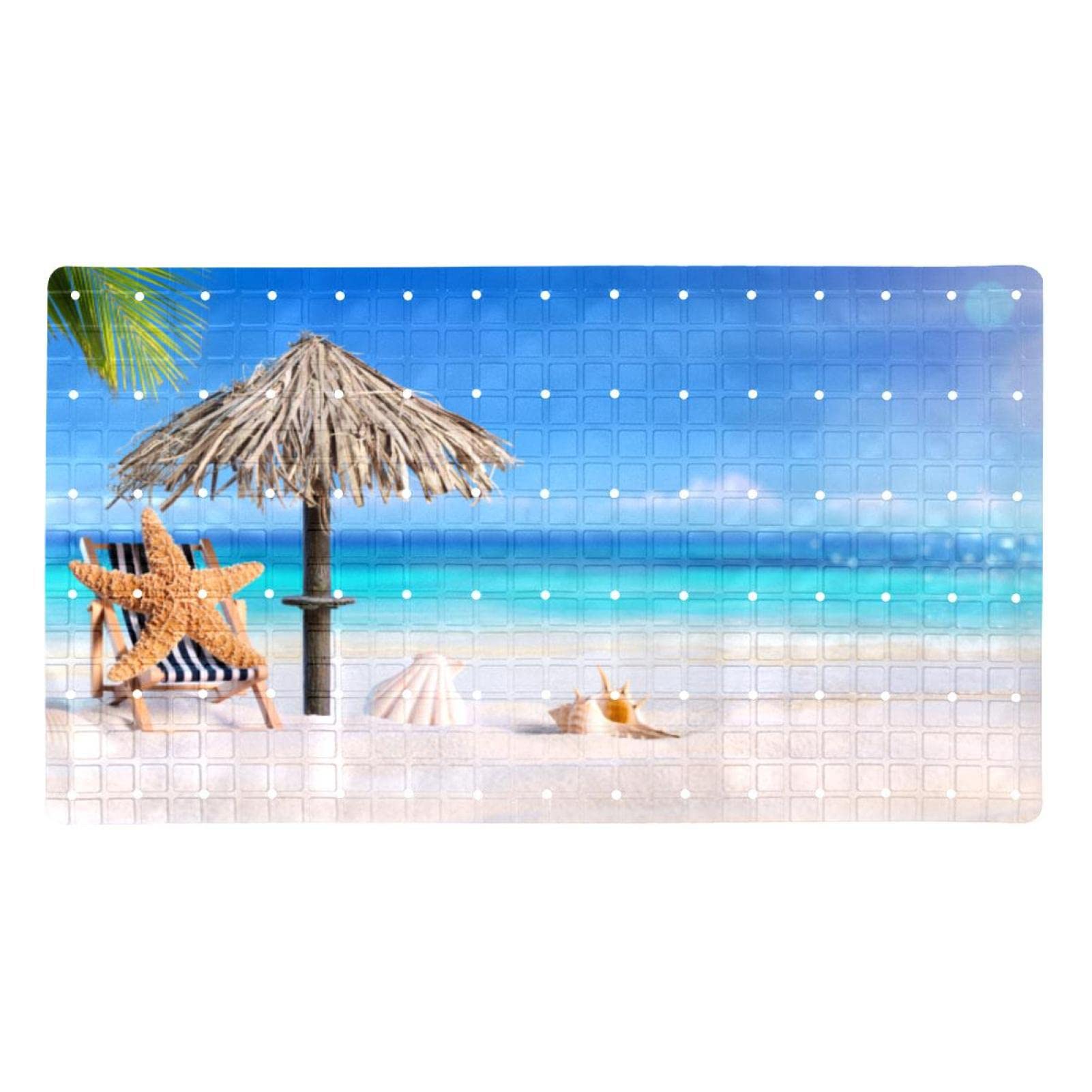 Alfombrilla de ducha de playa tropical para convertir tu baño en un oasis marino antideslizante